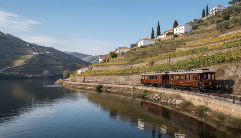 découvrez le douro au portugal à bord d'un train historique, entre paysages de vignobles en terrasses et vues magnifiques sur le fleuve.