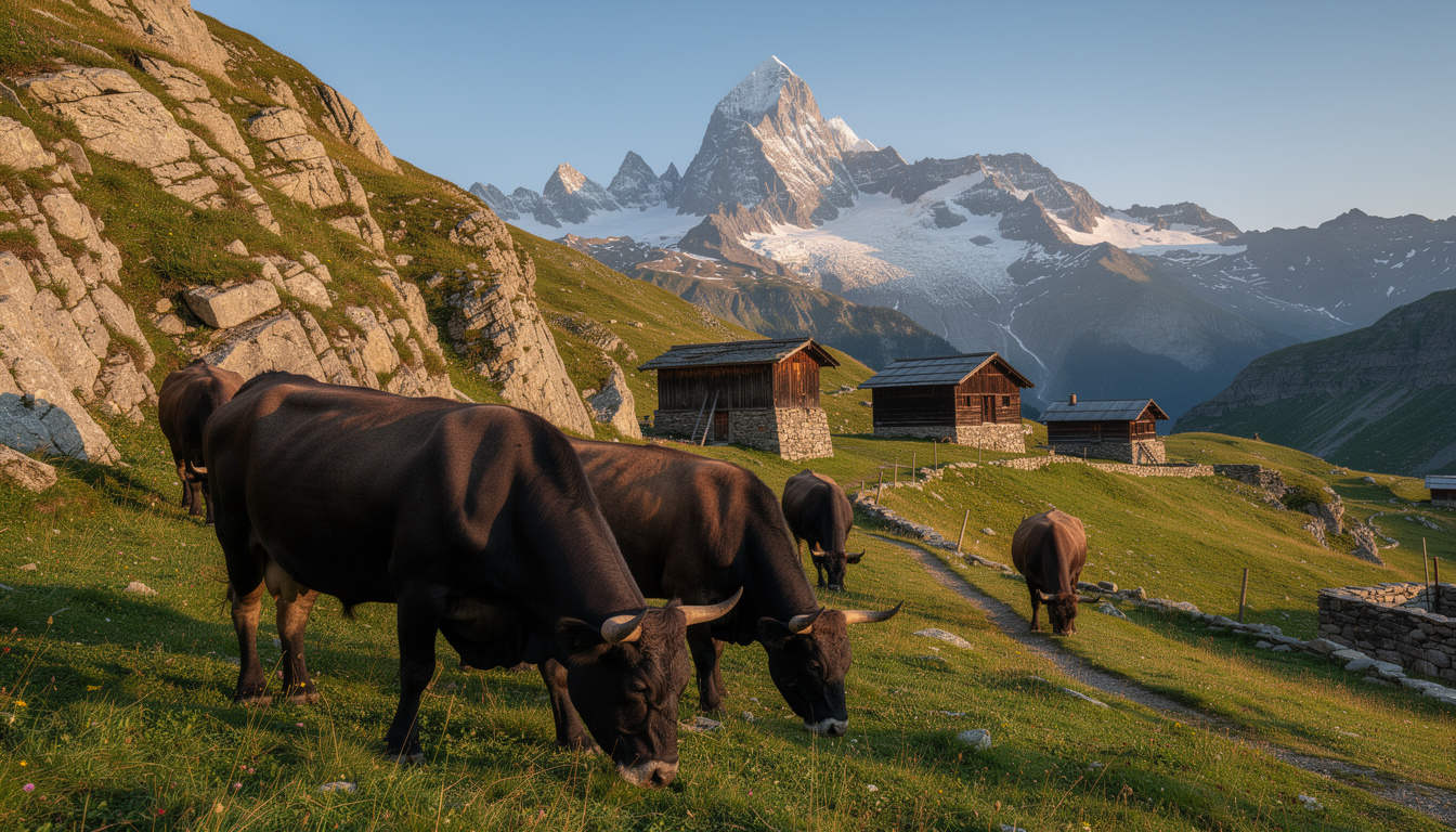 dĂ©couvrez le val d'hĂ©rens et partez Ă la rencontre des vaches d'hĂ©rens dans les alpages de haute altitude, une expĂ©rience authentique au cĆur des montagnes suisses.