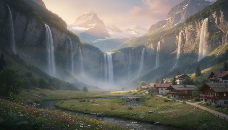 découvrez lauterbrunnen, la vallée des 72 cascades, un paysage à couper le souffle qui semble tout droit sorti d'un film fantastique. plongez dans la beauté naturelle et l'atmosphère magique de ce lieu unique en suisse.