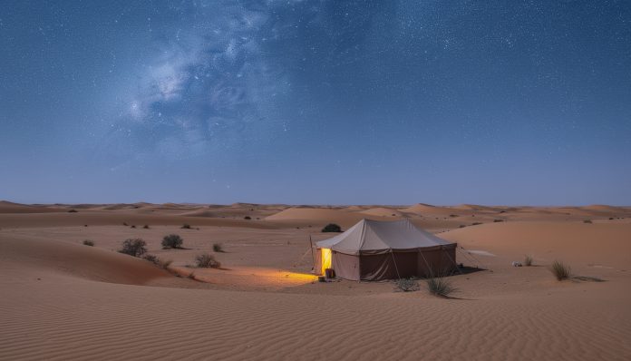 vivez une expérience unique à oman en passant une nuit magique sous les étoiles dans le désert de wahiba sands, entre dunes dorées et ambiance authentique.