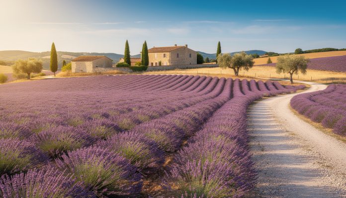 Provence : Les champs de lavande en fleurs, nos circuits "Route du Soleil". découvrez les magnifiques champs de lavande en fleurs en provence et parcourez nos circuits 'route du soleil' pour une expérience inoubliable au cœur de paysages enchanteurs.