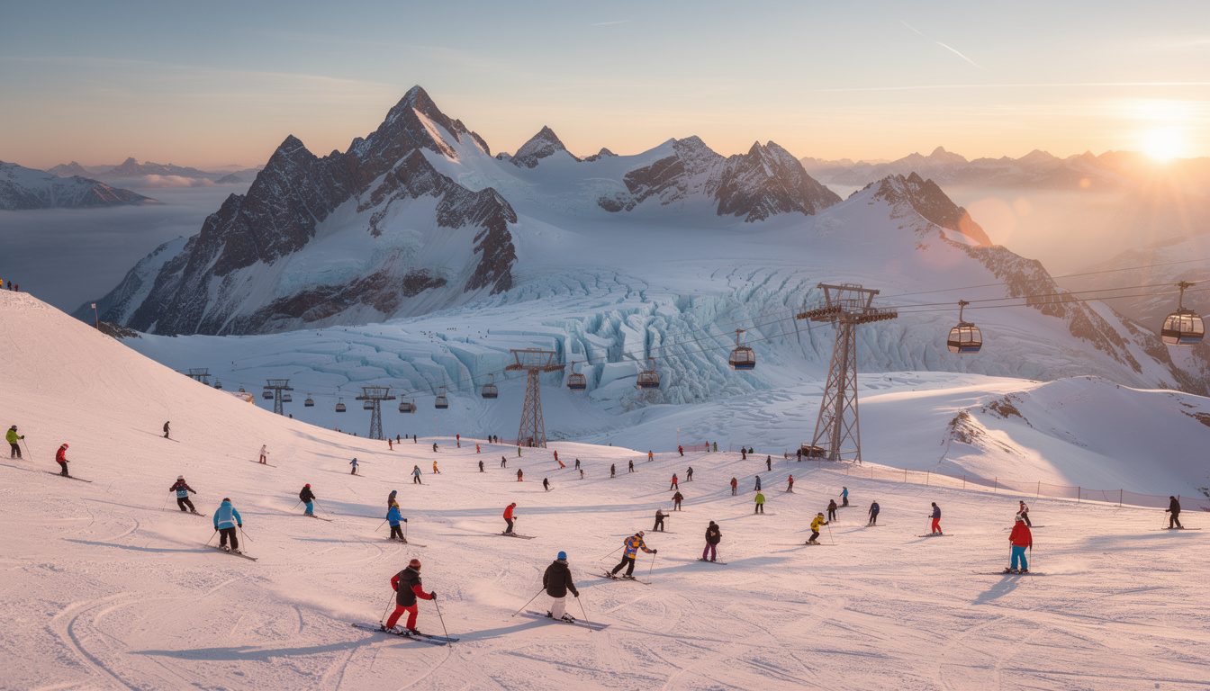 découvrez l'aletsch arena dans les hautes-alpes, le plus grand glacier d'eurasie, pour une expérience de ski inoubliable au cœur des montagnes.