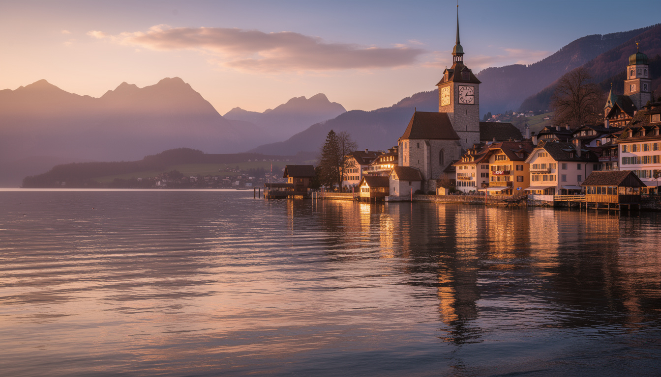 découvrez le plus beau coucher de soleil de suisse sur les rives du lac de zoug, un spectacle naturel à ne pas manquer pour les amoureux de paysages enchanteurs.