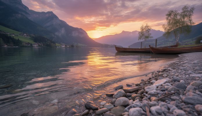 découvrez le plus beau coucher de soleil de suisse sur les rives du lac de zoug, un spectacle naturel époustouflant à ne pas manquer.