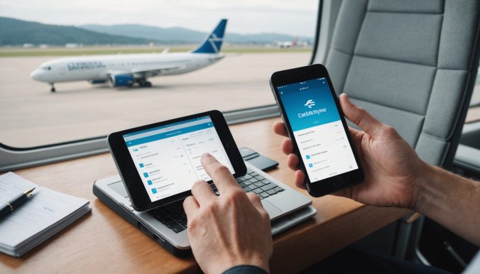 Vols pas chers : réserver son billet d'avion au meilleur moment Personne consultant un comparateur de vols pas chers sur smartphone avant un voyage